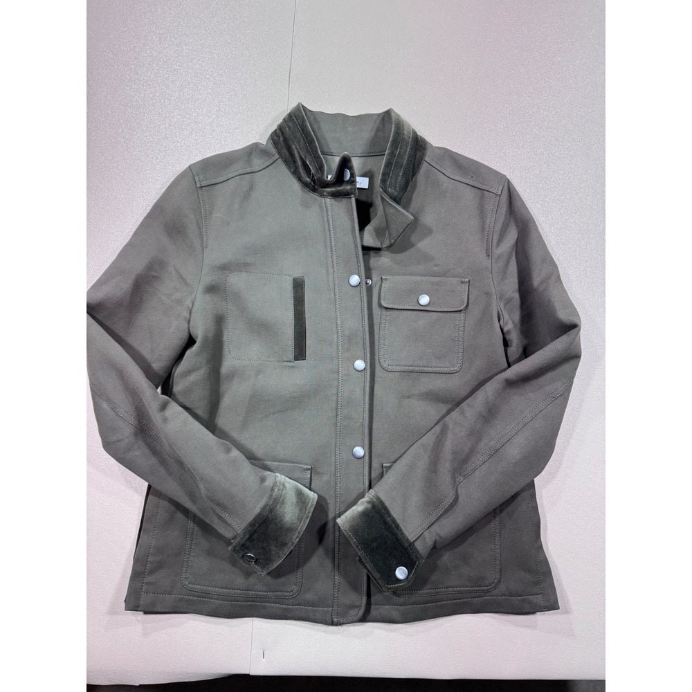 Nordstrom Signature Olive Green Velvet Trim Utility Jacket Small